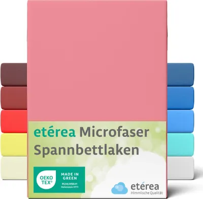 Produktbild von etérea Jersey Spannbettlaken 60x120 - 70x140 cm Rosa für 5 - 15 cm Steghöhe 100% Microfaser -  Bettbezug Matratzen Bezug - Bettlaken 60x120cm - 70x140cm Pink