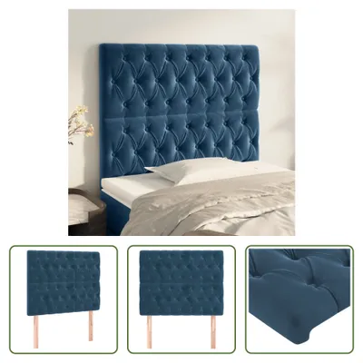 Produktbild von The Living Store Kopfteile 2 Stk. Dunkelblau 100x7x78/88 cm Samt
