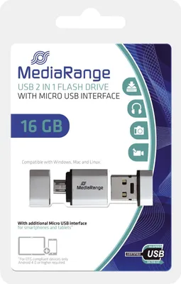 Produktbild von MediaRange MR931-2 USB Mobile 2 in 1 OTG USB-Stick 16GB