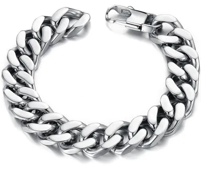 Immagine prodotto di Bracciale da uomo, acciaio inossidabile, catena per bicicletta, argento, 22 cm x 1,4 cm
