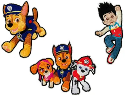 Obrázek produktu pro Paw Patrol © Sada 3 nášivek Chase Marshall Skye, nažehlovací nášivky, nášivky, k nažehlení