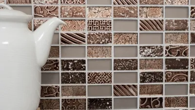 Produktbild von Handmuster Mosaikfliese Transluzent braun Rechteck Glasmosaik Crystal Stein Retro braun MOS83-CRS6_m