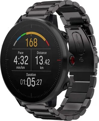 Produktbild von Strap-it Titanarmband - Kompatibel mit Polar Vantage M Armband Ersatzarmband Titanium Armband mit faltschließe Sportuhr zubehör für smartwatch 22mm Armband Schwarz
