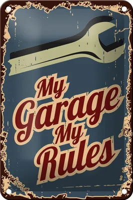 Produktbild von Blechschild Hinweis 12x18cm My garage my rules