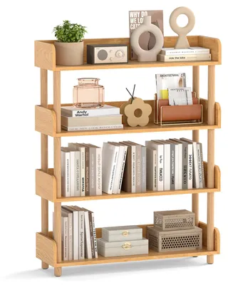Produktbild von COSTWAY Eckregal mit 4 Ebene, freistehendes Bücherregal mit Holzrahmen & Oberkante, Holz Standregal, Lagerregal, Aufbewahrungsregal, 80x24x102 cm