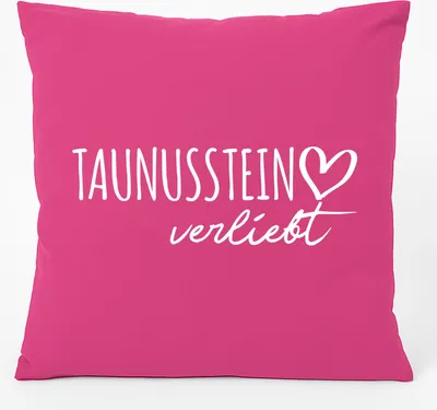 Produktbild von Huuraa Kissen Taunusstein verliebt 40x40cm mit Füllung Fuchsia Baumwolle Dekokissen Geschenkidee