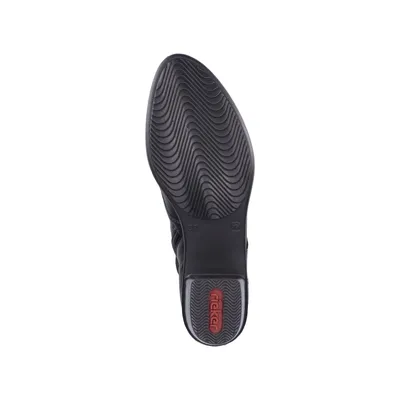 The sole of a black boot is shown against a white background.