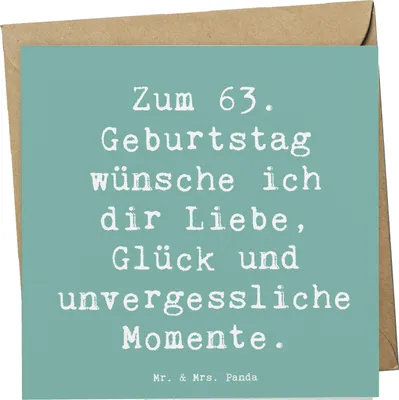 Produktbild von Mr. & Mrs. Panda Grußkarte Spruch 63. Geburtstag Liebe Glück Momente - Meeresbrise - Geschenk, liebevolle Wünsche zum, doppelkarte, Happy Birthday, faltkarte, anlasskarte