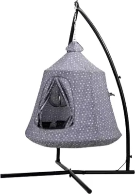 Image de Egg chaise hamac Tavien - Pour les enfants - Hamac avec support en X - Tente dans un arbre - Intérieur & Extérieur - Structure métallique - Gris