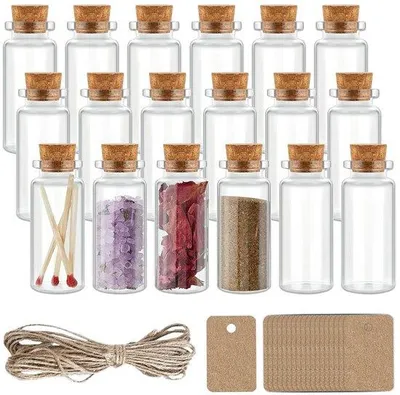 Productafbeelding van Set van 18 Mini Glazen Flessen met Kurk