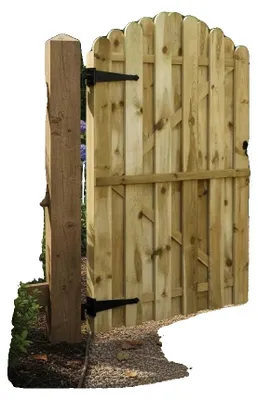 Imagen del producto de Puerta de jardín, 100 cm x 150 cm, madera de pino tratada, diseño arqueado, montaje sencillo, resistente a la putrefacción