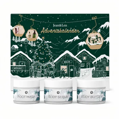 Produktbild von Jean&Len Adventskalender 2026 Winterlandschaft+3 Wellnessprodukte, KI-generiertes Bild