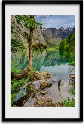 Produktbild von Bild - Bilderrahmen - 40 cm x 60 cm - MDF - Rahmen - Wandkunst - See in den Bergen