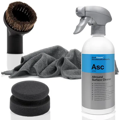Produktbild von Koch Chemie ASC All Surface Cleaner Set -  mit Applikator, Saugpinsel und Premium Mikrofasertuch in grau
