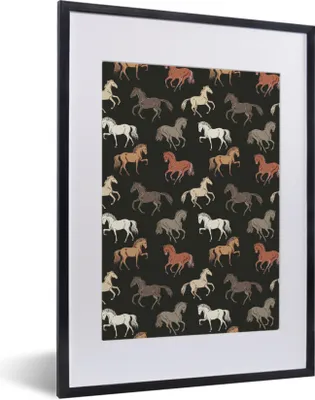 Produktbild von MuchoWow® MuchoWow® Gerahmtes Poster Pferde - Braun - Weiß - Mädchen - Kinder - Mädchen 30x40 cm - Poster mit zchwarzem Bilderrahmen - Wandposter Schlafzimmer