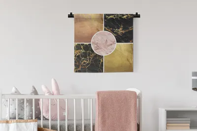 Produktbild von MuchoWow® Wandteppich Wandbehang Marmor - Gold - Luxus 60x60 cm Tapisserie Dekoration Wandtuch - Dekorationen - Wand Decke