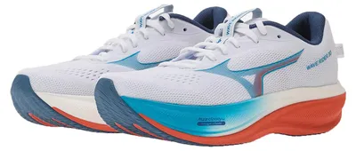 Image de Chaussures de course Mizuno Wave Rider 30 pour homme J1GM262051 Blanc/Bleu Jewel/Orange, pointure : 45 EU