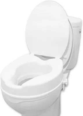 Productafbeelding van Ibenzoa® Verhoogd toiletbril met deksel, 10 cm, wit – Polypropyleen, 40,7 x 36,5 cm, stevige draai- en vergrendelingsclips, geschikt voor standaard toiletten