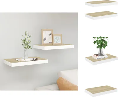 Image de vidaXL Étagères flottantes 2 pcs. Aspect chêne et blanc 40x23x3,8 cm MDF - Étagères murales