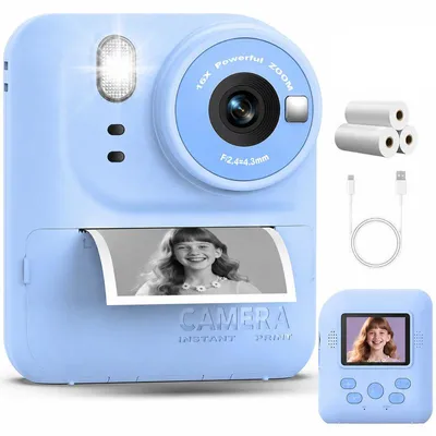 Produktbild von Kinder Sofortbildkamera 1080P HD mit Sofortdruck – inkl. microSD-Karte & 3 Rollen Fotopapier – Mit Selfie-Modus und Spielen – digitale Videokamera für Kinder