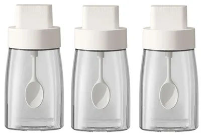 Image de Omgoods - Ensemble de 3 pots à épices avec couvercle hermétique et cuillère