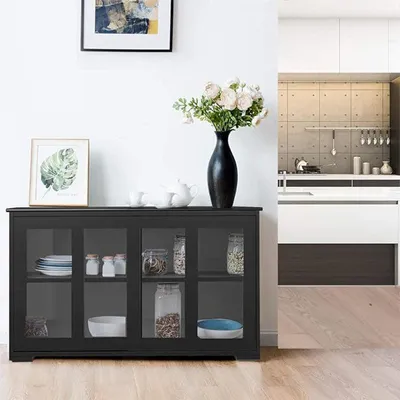 Productafbeelding van Buffetkast met Schuifdeuren en Verstelbare Plank, Stijlvolle Keukenkast en Dressoir