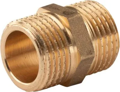 Produktbild von Messing Gewinde-Fitting Doppelnippel 1/2'AG - 1/2'AG (DN 15) - schwere Ausführung