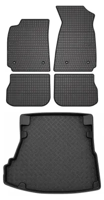 Zdjęcie produktu dla Dywaniki gumowe + mata bagażnika do Audi A4 B5 1995-1999 (sedan) – czarne, dopasowane – Wielganizator SolidPRO