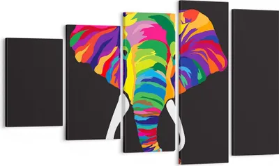 Produktbild von Bild auf Leinwand - Leinwandbild - Elefant spaß bunt tier - 100x60cm - Wand Bild - Wanddeko - Leinwanddruck - Bilder - Kunstdruck - Wanddekoration - Leinwand bilder - Wandkunst - EG100x60-2928
