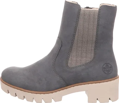 Produktbild von Rieker Damen Chelsea Boot Elastikeinsatz Used Look Profilsohle X5780, Größe:39 EU, Farbe:Blau