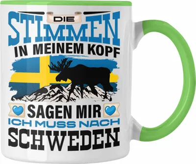 Produktbild von Trendation - Schweden Tasse Geschenk Die Stimmen In Meinem Kopf Sagen Ich Muss Nach Schweden (Grün)