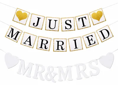 Hochzeitsbanner-Set Just Married & MR & MRS, 5 m, Papier