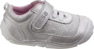 Immagine prodotto di Hush Puppies scarpe da passeggio in pelle da bambina Livvy con chiusura a velcro FS5476 (18,5 EU) (Argento)