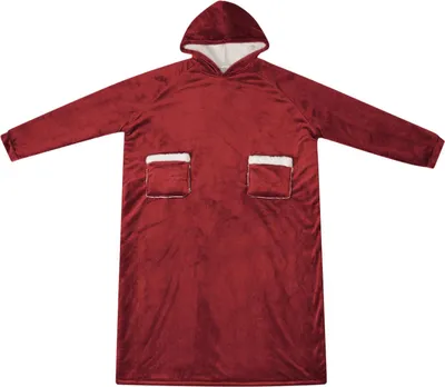 Image de vidaXL Decken-Hoodie Bordeauxrot M Fleece und Flanell