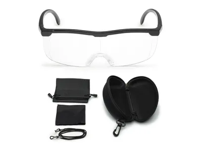 Produktbild von FALINGO Lupenbrille Vergrößerungsbrille Leselupe Lupe auf der Nase Vergrößerung auf 200% inkl. Hardcase und Zubehör (Schwarz)
