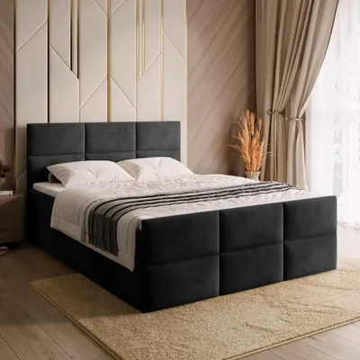 Produktbild von BroMARKT Boxspringbett BOSTON DUO mit 2 Bettkasten, Bonell-matratze, Polsterbett, Bett (Schwarz, Kronos 07, 180x200 cm)