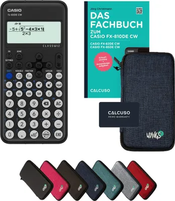 Produktbild von Casio fx-82DE CW inkl. Schutztasche Blau & Fachbuch (96 Seiten, DIN A5) – Wissenschaftlicher Rechner – Smart Set
