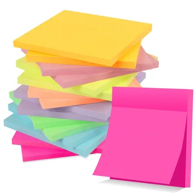 Produktbild von Haftnotizen selbstklebend, 800 Blatt, 8 Farben, 16 Pads, 75 x 75 mm, für Schule und Büro