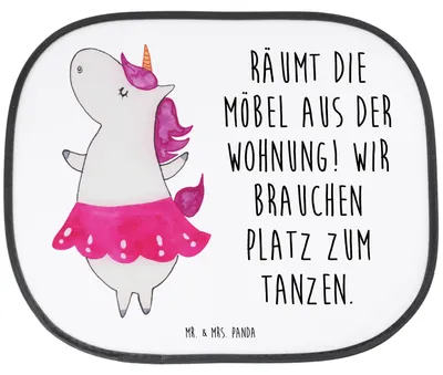 Produktbild von Mr. & Mrs. Panda Sonnenblende Auto Einhorn Ballerina - Weiß - Geschenk, Sonnenschutz für Autoscheiben, Seitenscheibe, saugnapf, Hitzeschutz, Einhörner, Party, Geburtstag