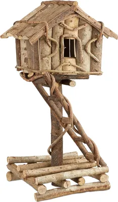 Produktbild von Holzvogelhaus auf Säule, natur, handgefertigt, mit Leiter