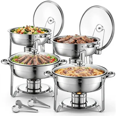 4er-Set Chafing-Dish 4,7 L Edelstahl mit Deckel
