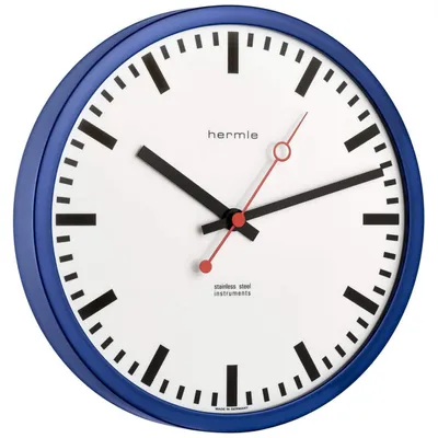 Produktbild von Hermle 30471-Q72100 Bahnhofsuhr Grand Central rund blau