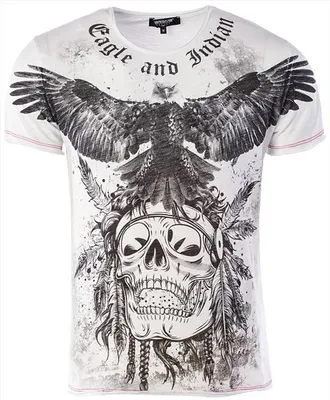 Produktbild von Herren-T-Shirt CARISMA Eagle and Indian Weiß CRM4524 XXL