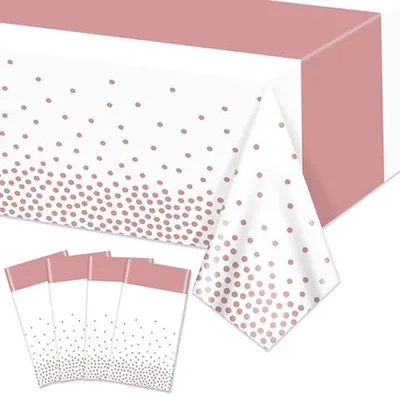 Produktbild von Ultiluxe Glam Tafelkleed - Rechteckig - Partydekoration - Wasserabweisend - Einweg - Rosa/Weiß/Roségold