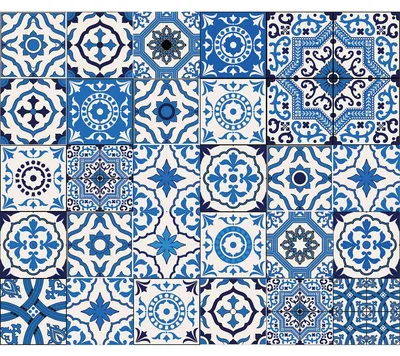 Image de Autocollants pour carrelage pour la cuisine et la salle de bain – 30 autocollants Danilo Azulejos – 30 autocollants de 15 x 15 cm