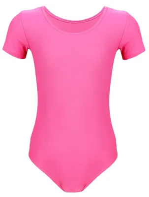 Produktbild von Aquarti Mädchen Gymnastikanzug Kurzarm Ballett Trikot, Farbe: Dunkelrosa, Größe: 152