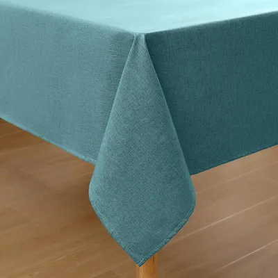 Produktbild von Homaxy Leinenoptik Tischdecke Abwaschbar Lotuseffekt Eckig 140x100 Blaugrün