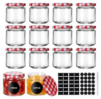 Imagen del producto de Juego de 12 pequeños tarros de 150 ml, con tapa de rosca, para la cocina