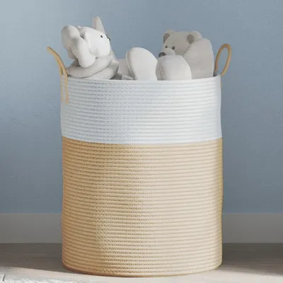 Produktbild von Cloris Designermöbel Aufbewahrungskorb Beige und Weiß Ø38x46 cm Baumwolle 2024 Neu
