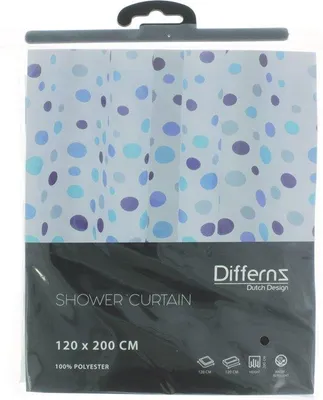 Produktbild von Duschvorhang 120 x 200 cm, weiß/blau, 100% Polyester, beschwert
